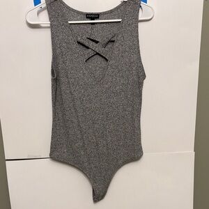 Express Gray Sleeveless Bodysuit